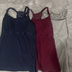 Set of Three Camisoles - Navy, Burgundy, and Gray